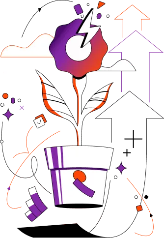 A illustration of a flower growing out of a pot