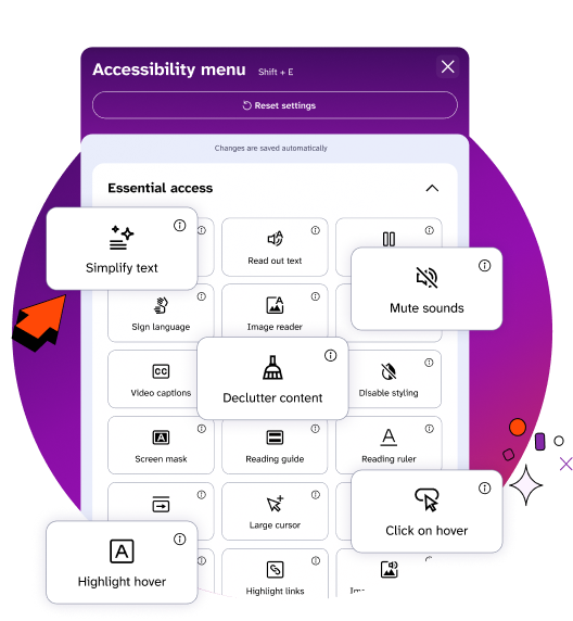 EnableAll's code-fix accessibility widget for ecommerce, shown on a product page