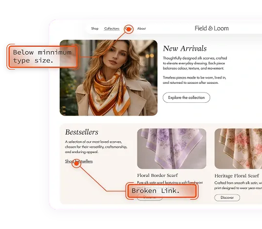 Frame from the EnableAll Product Overview video showing a website accessibility scan