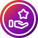 expert service logo with a hand holding a star in the middle of a circle 