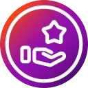 expert service logo with a hand holding a star in the middle of a circle 