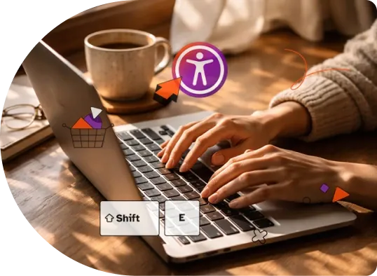 Person using the EnableAll Assist-Bar on a laptop