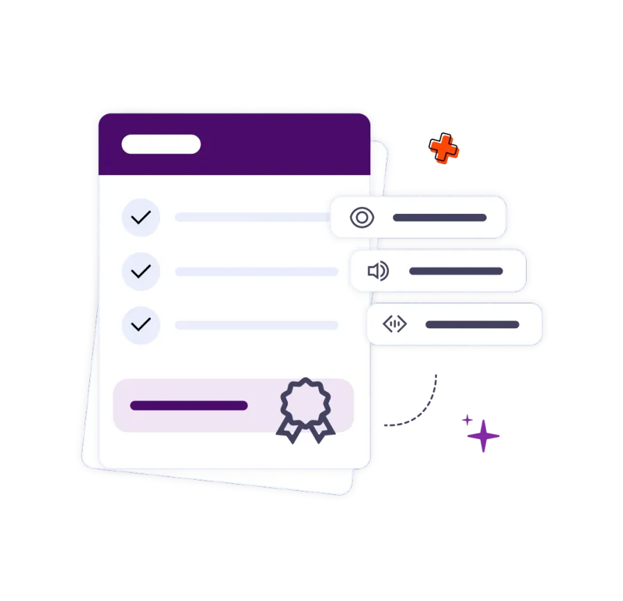 Checklist illustration with a rosette for completing the tasks