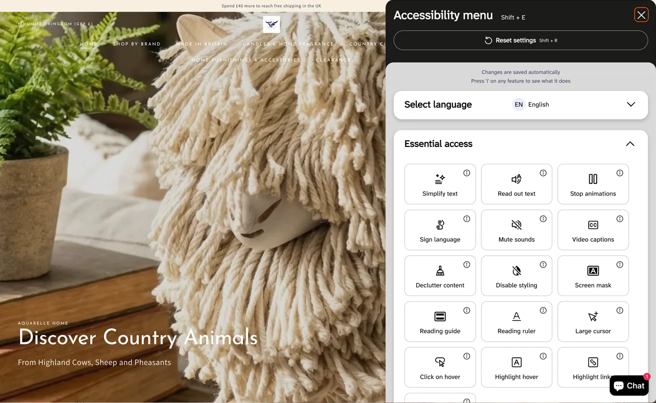 the Oakley Home & Gifts website showing an example of floral bedding covers