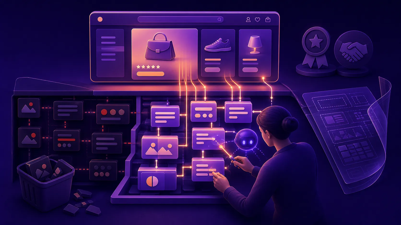 A human accessibility specialist and AI assistant replace flawed website components with accessible source-level structure.